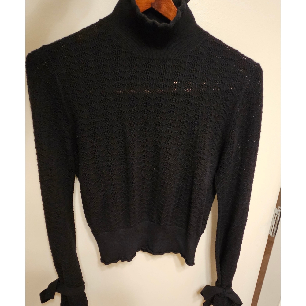 French Connection Textured Black Turtleneck Sweater